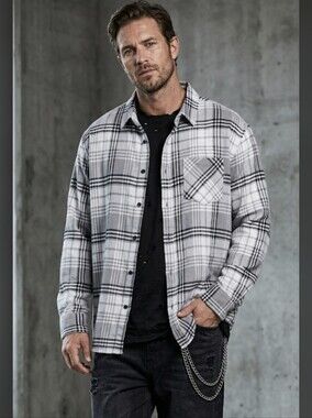 Jackson Hole Plaid Flannel Shirt 3XL Grey Black White Goth Grunge Skater 3X Men